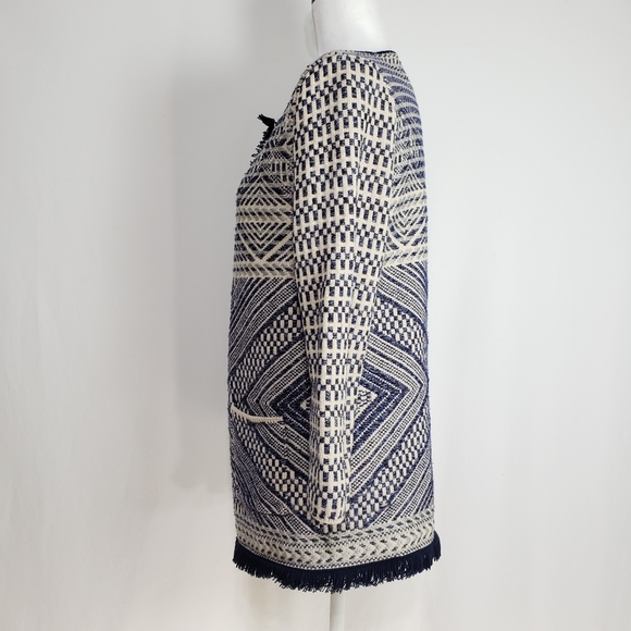 Lucky Brand Woven Open Cardigan with Fringe Hem - Picture 3 of 7